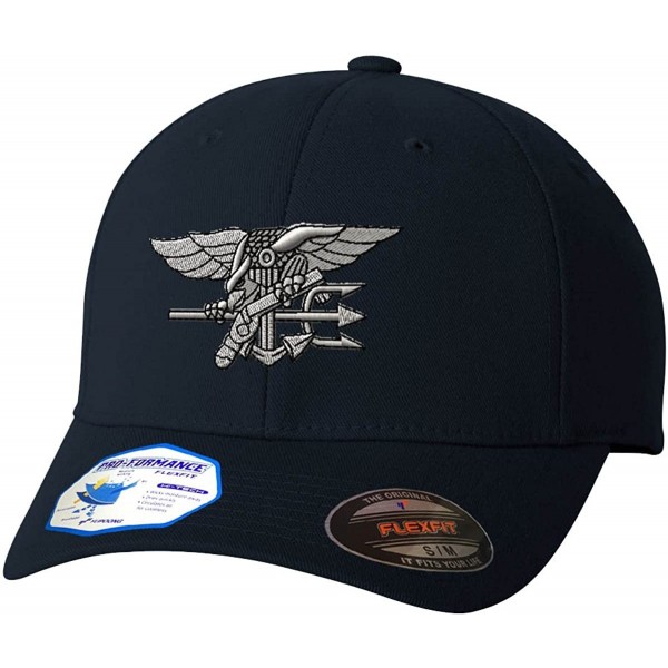 Baseball Caps Navy Seal Silver Logo Flexfit Adult Pro-Formance Hat Dark Navy Small/Medium - CU184SWAO7Z $20.12