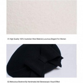 Berets Women's Wool French Bowknot Beret Hat Autumn Winter Vintage Warm Beanie Cap - Black - C718I6KAG2X $31.72
