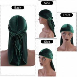 Skullies & Beanies 4 Pcs Unisex Velvet Durag Extra Long-Tail Du Rags Wide Straps for Men Waves - Style2 - C518Z2USTEL $13.42