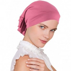 Skullies & Beanies Womens Ruffle Chemo Hat Beanie Scarf- Soft Turban Bandana Head Wrap for Cancer - 09- Rose Pink - C1186AEE3...
