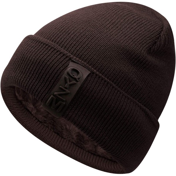 Skullies & Beanies Knit Beanie Warm Thick Lined Hat Mens Winter Skull Cap Unisex Beanie Cap - Brown - CK18IE90RXS $14.20