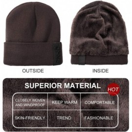 Skullies & Beanies Knit Beanie Warm Thick Lined Hat Mens Winter Skull Cap Unisex Beanie Cap - Brown - CK18IE90RXS $14.20