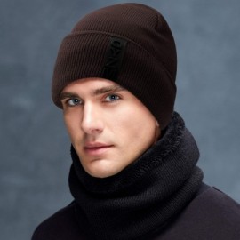 Skullies & Beanies Knit Beanie Warm Thick Lined Hat Mens Winter Skull Cap Unisex Beanie Cap - Brown - CK18IE90RXS $14.20