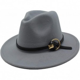 Fedoras Fedoras Hats for Women Men Felt Metal Belt Trilby Hats Wide Brim Adjustable Fedora Jazz Hat Caps - Red - CT18NHC96QN ...