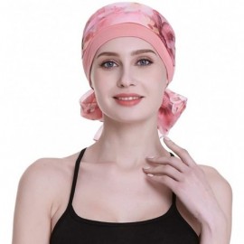 Skullies & Beanies Elegant Chemo Cap With Silky Scarfs For Cancer Women Hair Loss Sleep Beanie - Coral - CM18LXADAD4 $19.22