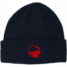 Skullies & Beanies Custom Patch Beanie Yin Yang Wolf Red Embroidery Skull Cap Hats for Men & Women - Navy - CE18A6K8RXE $20.76