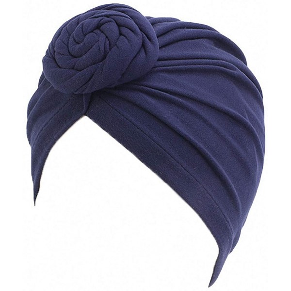 Skullies & Beanies Chemo Headwear Beanies Chemo Caps Cancer Headwear Cap hat Head Scarf for Womens Mens - Tjm-282navy - CI199...