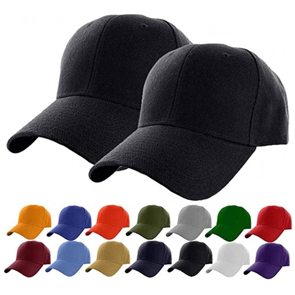 Baseball Caps Plain Adjustable Baseball Cap Classic Adjustable Hat Men Women Unisex Ballcap 6 Panels - Black/Pack 2 - CB192WS...