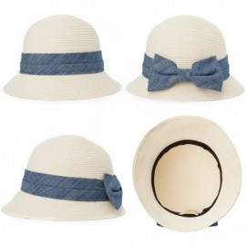 Bucket Hats Womens UPF50 Foldable Summer Sun Beach Straw Hats Accessories Wide Brim - 89316_white - C917YNA2RED $38.30