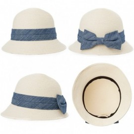 Bucket Hats Womens UPF50 Foldable Summer Sun Beach Straw Hats Accessories Wide Brim - 89316_white - C917YNA2RED $20.22