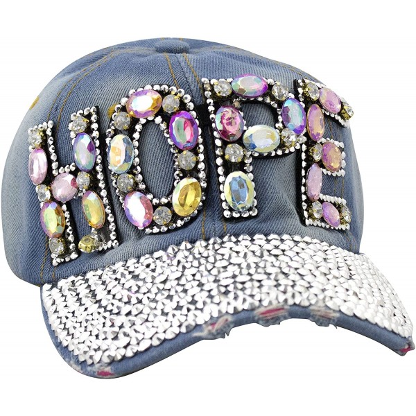 Baseball Caps Hope Studded Rhinestone Denim Cap - CF129SJBUSV $19.70