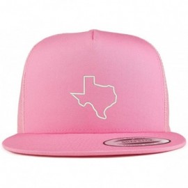 Baseball Caps Texas State Outline Embroidered 5 Panel Flat Bill Trucker Mesh Back Cap - Pink - CY185YKDL92 $33.78