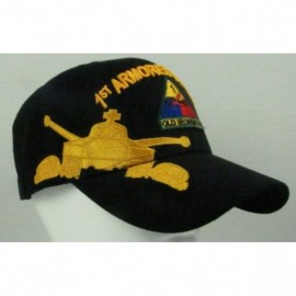 Baseball Caps US Warriors U.S. Army 1st Armor Division Baseball Hat One Size Black - C311KFJVOQ7 $21.45