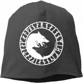 Skullies & Beanies Odin Thor Viking Norse Wolf Hedging Hat Unisex Skull Hat Knitted Hat Beanie Cap for Autumn/Winter Cap - Bl...