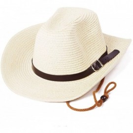 Cowboy Hats Men Straw Cowboy Hat Panama Outdoor Hat Wide Brim Shapeable Sun Hat - Beige - CB1884H7RTE $24.22