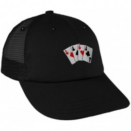 Baseball Caps Poker Cards Game Embroidery Low Crown Mesh Golf Snapback Hat Cap - Black - CE180GDLUTR $19.51