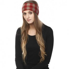 Cold Weather Headbands Women's Winter Knitted Headband Ear Warmer Head Wrap (Flower/Twisted/Checkered) - Checkered-burgundy -...
