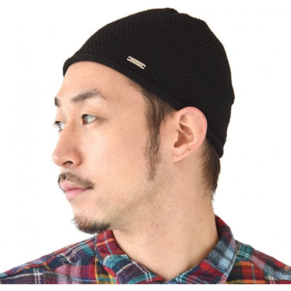 Skullies & Beanies Mens Skull Cap Knit - Kufi Hat Japanese Fashion All Season Muslim Prayer Hat - Black - CZ12CMELYB7 $14.67