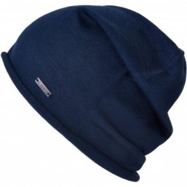 Skullies & Beanies Charm Slouchy Summer Silk Beanie Cap - Soft Mens Chemo Hat Sensitive Skin Womens - Navy - CW18MG2OZET $40.34