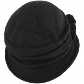 Bucket Hats Lady's Vintage Fleece Wool Blend Cloche Bucket Hat Floral Trimmed - Black - CD18HEZCUIN $10.70