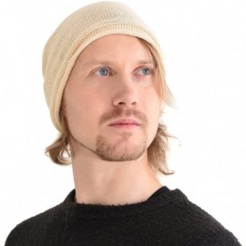 Skullies & Beanies Silk Beanie Hat for Men and Women - Slouchy Oversized Chemo Hat Sensitive Skin - Natural - CQ1889O40TH $68.17