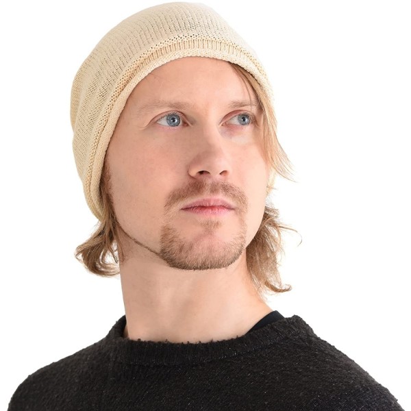 Skullies & Beanies Silk Beanie Hat for Men and Women - Slouchy Oversized Chemo Hat Sensitive Skin - Natural - CQ1889O40TH $40.10