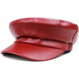 Berets Women Newsboy Hat Cap for Ladies Visor Beret Hat - 4b53-pu Leather-red - CM18LZNHWDM $10.95