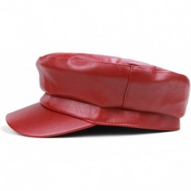 Berets Women Newsboy Hat Cap for Ladies Visor Beret Hat - 4b53-pu Leather-red - CM18LZNHWDM $10.95