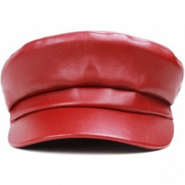 Berets Women Newsboy Hat Cap for Ladies Visor Beret Hat - 4b53-pu Leather-red - CM18LZNHWDM $10.95