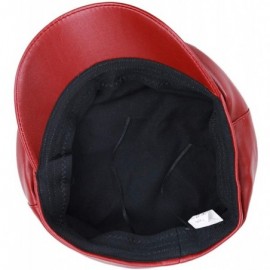 Berets Women Newsboy Hat Cap for Ladies Visor Beret Hat - 4b53-pu Leather-red - CM18LZNHWDM $10.95