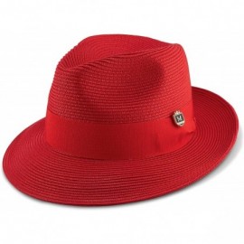 Fedoras Men's Wide Snap Brim Pinch Fedora - Red - CG12LNNJKGT $46.69