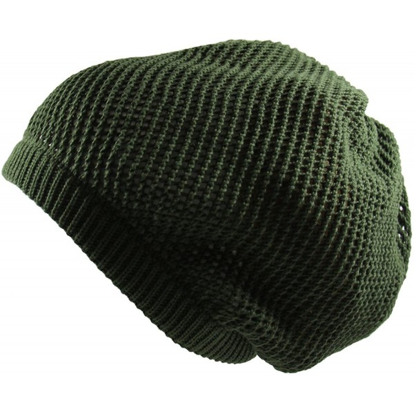 Skullies & Beanies 100% Cotton Mesh Rasta Light Weight Slouchy Beanie - Olive Green - CI183G3DXDT $20.36