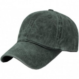Baseball Caps Washed Baseball Hat Cotton Solid Adjustable - Dark Green - CQ18EXAK7HE $12.00