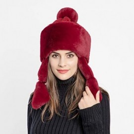 Bomber Hats Knitted Trapper Russian Aviator Trooper - Wine Red - CK18X2XGQMZ $11.28