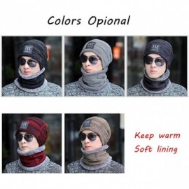 Skullies & Beanies Hat Scarf Set Winter Beanie Warm Knit Hat Fleece Lined Scarf Warm Winter Hat for Men & Women - Black 2 - C...