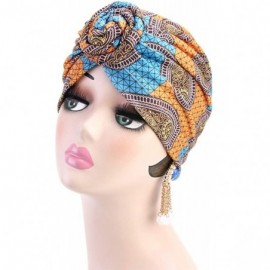 Sun Hats Women Turban Hat Hair Wrap African Jersey Magic Headband Turbans Headwrap Bohemian Boho Chemo Cap - Orange - CY18Y6C...