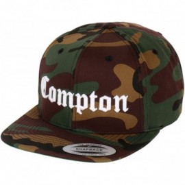 Baseball Caps Compton Embroidery Flat Bill Adjustable Yupoong Cap - Green Camo - CT129AOFFFR $18.70