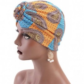 Sun Hats Women Turban Hat Hair Wrap African Jersey Magic Headband Turbans Headwrap Bohemian Boho Chemo Cap - Orange - CY18Y6C...