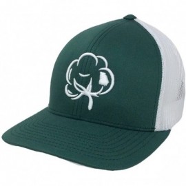Baseball Caps Georgia State Pride Cotton Boll Trucker Mesh Hat - Pine Green With White Mesh - CI187KLW6W7 $20.30