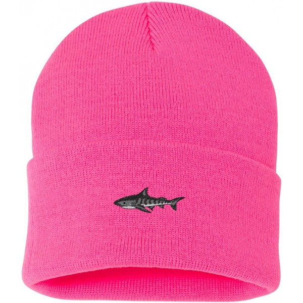 Skullies & Beanies Tiger Shark Custom Personalized Embroidery Embroidered Beanie - Hot Pink - C512NG6N6IJ $15.21