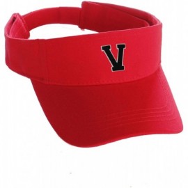 Baseball Caps Custom Sport Sun Visor Hat A to Z Initial Team Letters- Red Visor White Black - Letter V - CE18GS94GQG $15.93