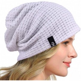 Berets Women's Slouchy Beanie Knit Beret Skull Cap Baggy Winter Summer Hat B08w - Solid White - CN18UAWLKXE $16.03