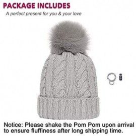 Skullies & Beanies Women Cable Knit Beanie Hat Winter Warm Pom Pom Cap Hats - Light Gray - C818608MM0W $19.91