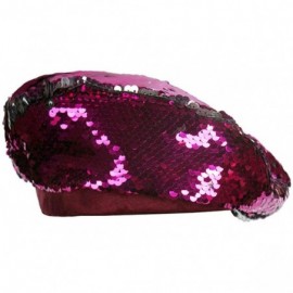 Berets Women Sequin Hats French-Berets Sparkle Shining Beanie Dancing Party - Rose - CI18NW7OAUW $10.74