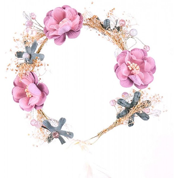 Headbands Women's Bridal Headband Child Garland Hair Wreath Handmade Wedding Headpiece - 054-pink - C218K70MEN5 $11.51