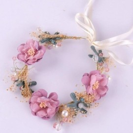 Headbands Women's Bridal Headband Child Garland Hair Wreath Handmade Wedding Headpiece - 054-pink - C218K70MEN5 $11.51