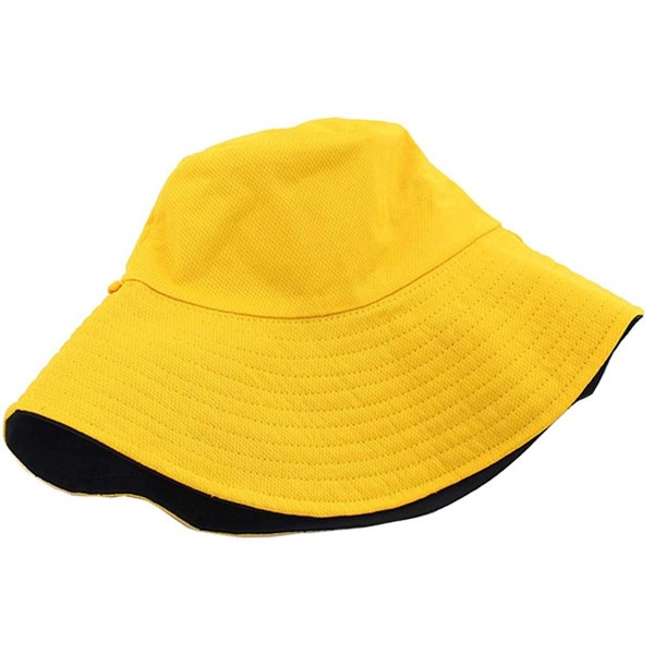 Sun Hats Women Reversible UV Sun Protection Bucket Hat Wide Brim Cap - Yellow - C518W9H3U9S $10.21