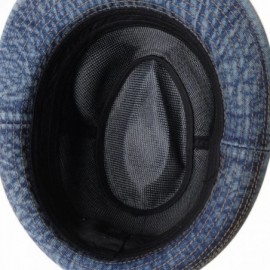 Fedoras Denim Fedora Hat Plain Stitch Washed Short Brim DW6646 - Darkblue - CD1822433CA $36.34