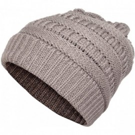 Skullies & Beanies Women Cable Knit BeanieTail Messy Bun Ponytail Cap Warm Winter Beanie Hat - Dark Grey - CL18WNRHDDT $8.52