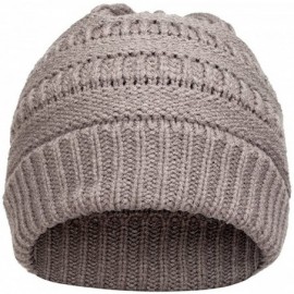 Skullies & Beanies Women Cable Knit BeanieTail Messy Bun Ponytail Cap Warm Winter Beanie Hat - Dark Grey - CL18WNRHDDT $8.52